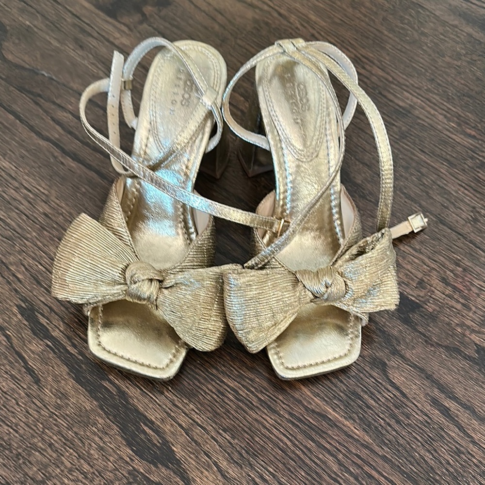 ASOS Gold Strappy Heels with Bow